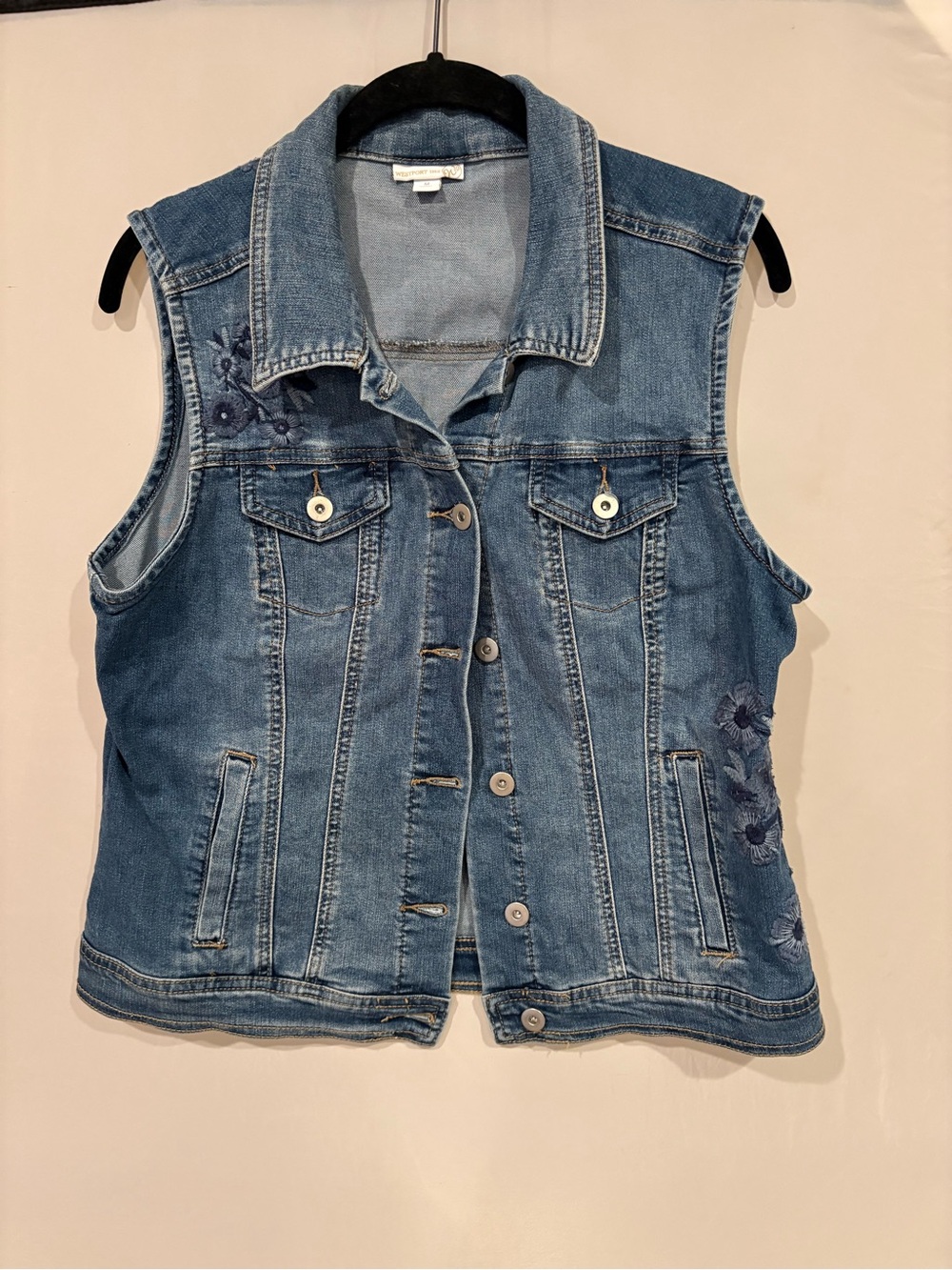 Women’s Denim Vest with Floral Embroidery Western